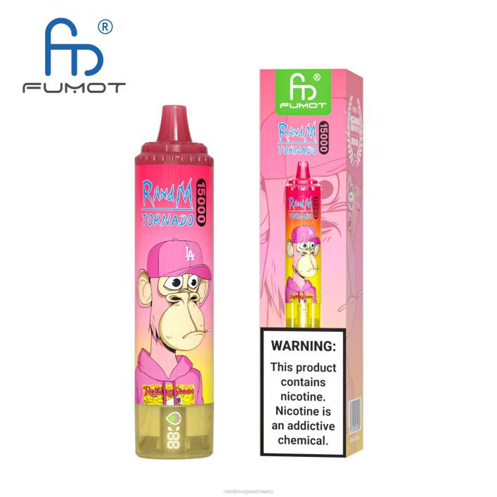 RandM Tornado Schweiz | Fumot RandM Tornado 00P253 15000 Vape-Gerät mit Akku und E-Liquid-Display Version 3 Mango auf Eis